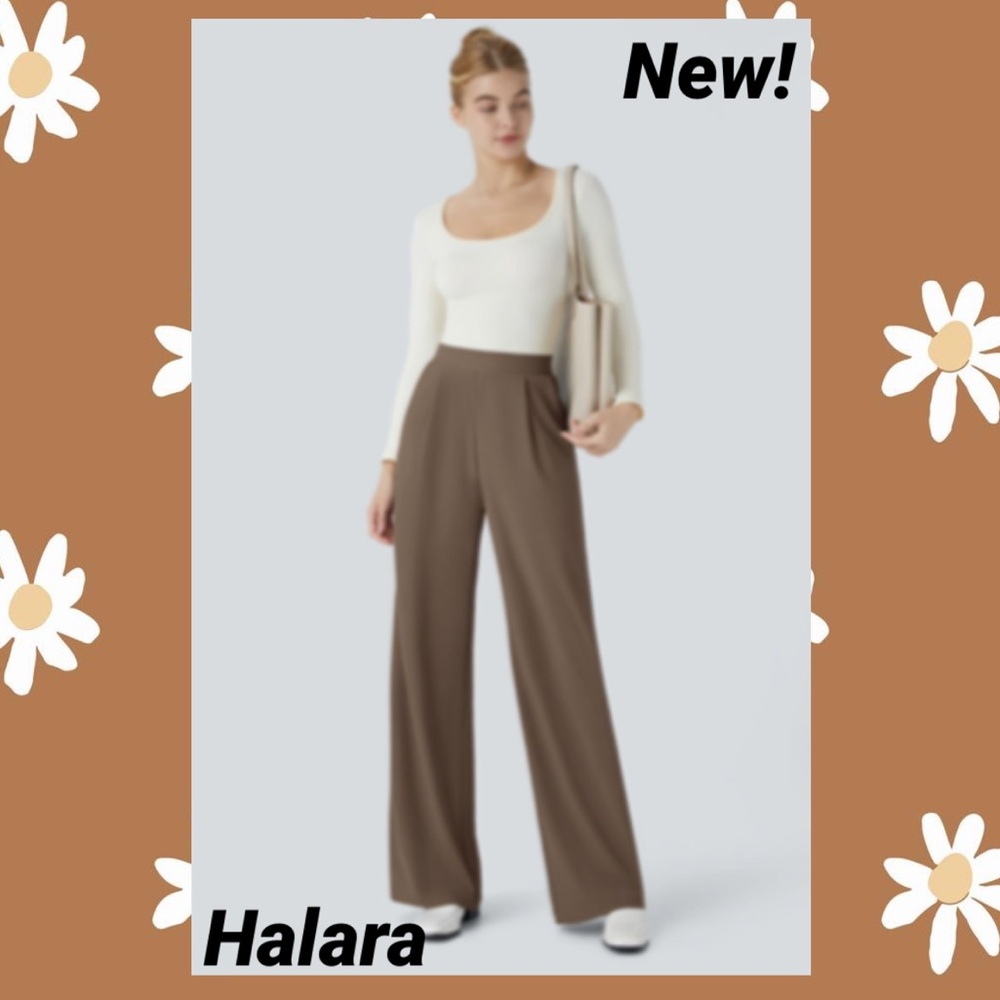 📍SOLD📍 NWOT Halara Flex™ High Waisted Slimming Wide Leg Micro Waffle Pants
